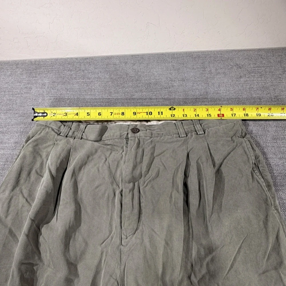 Tommy Bahama Silk Trousers Mens 38 Olive Green Excellent Herringbone Pleated